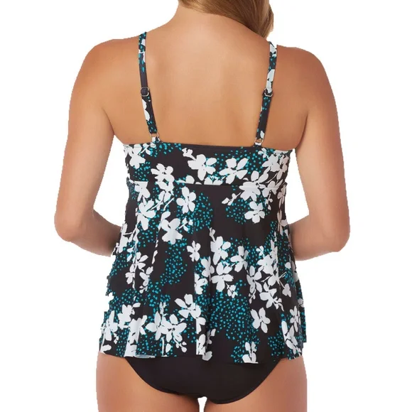 COPY - Swim Solutions Underwire Babydoll Tankini Top - Picture 4 of 5